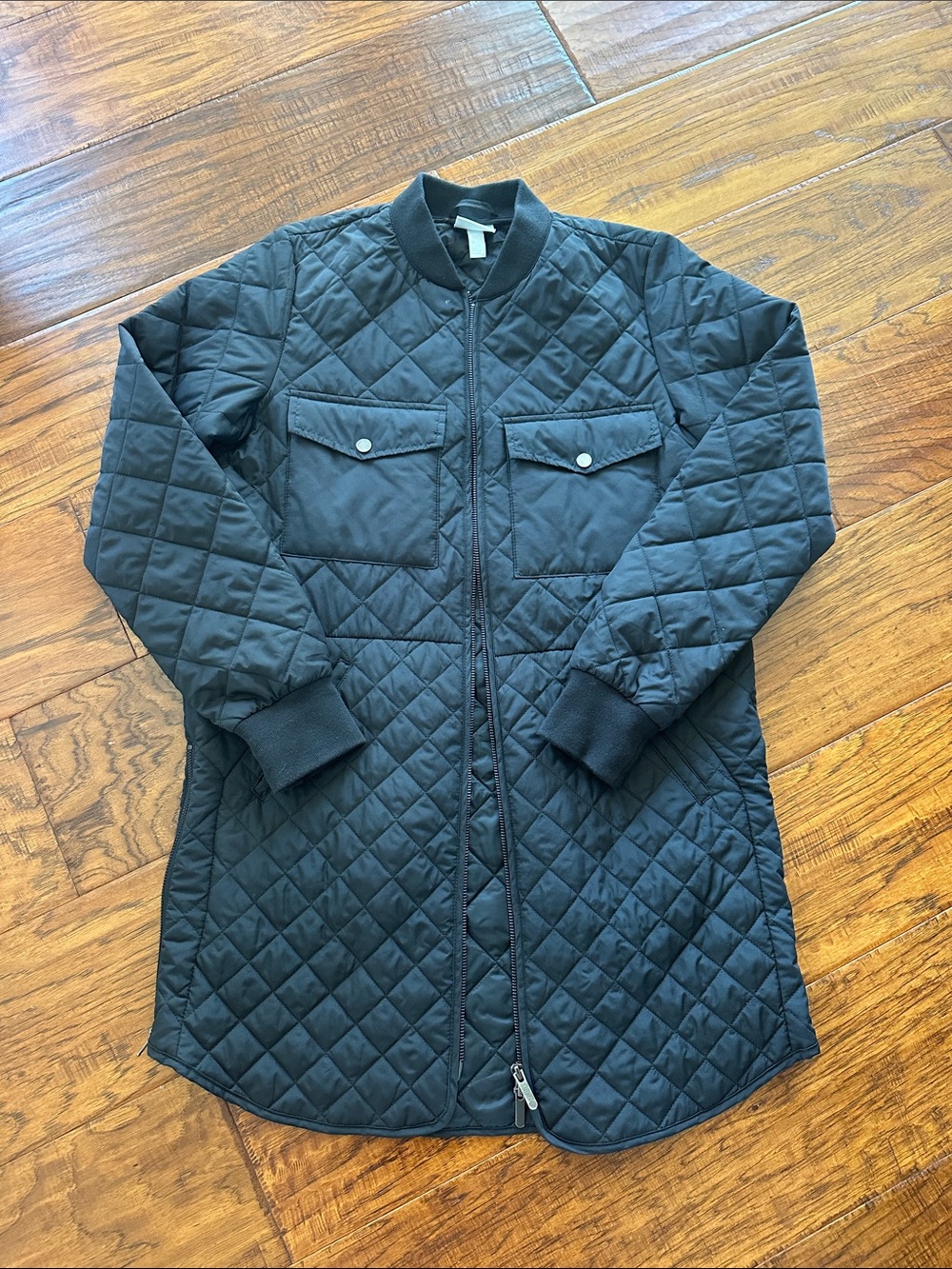 Zella Black Quilted Longline Jacket
